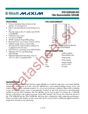 DS1220AD-200+ datasheet  